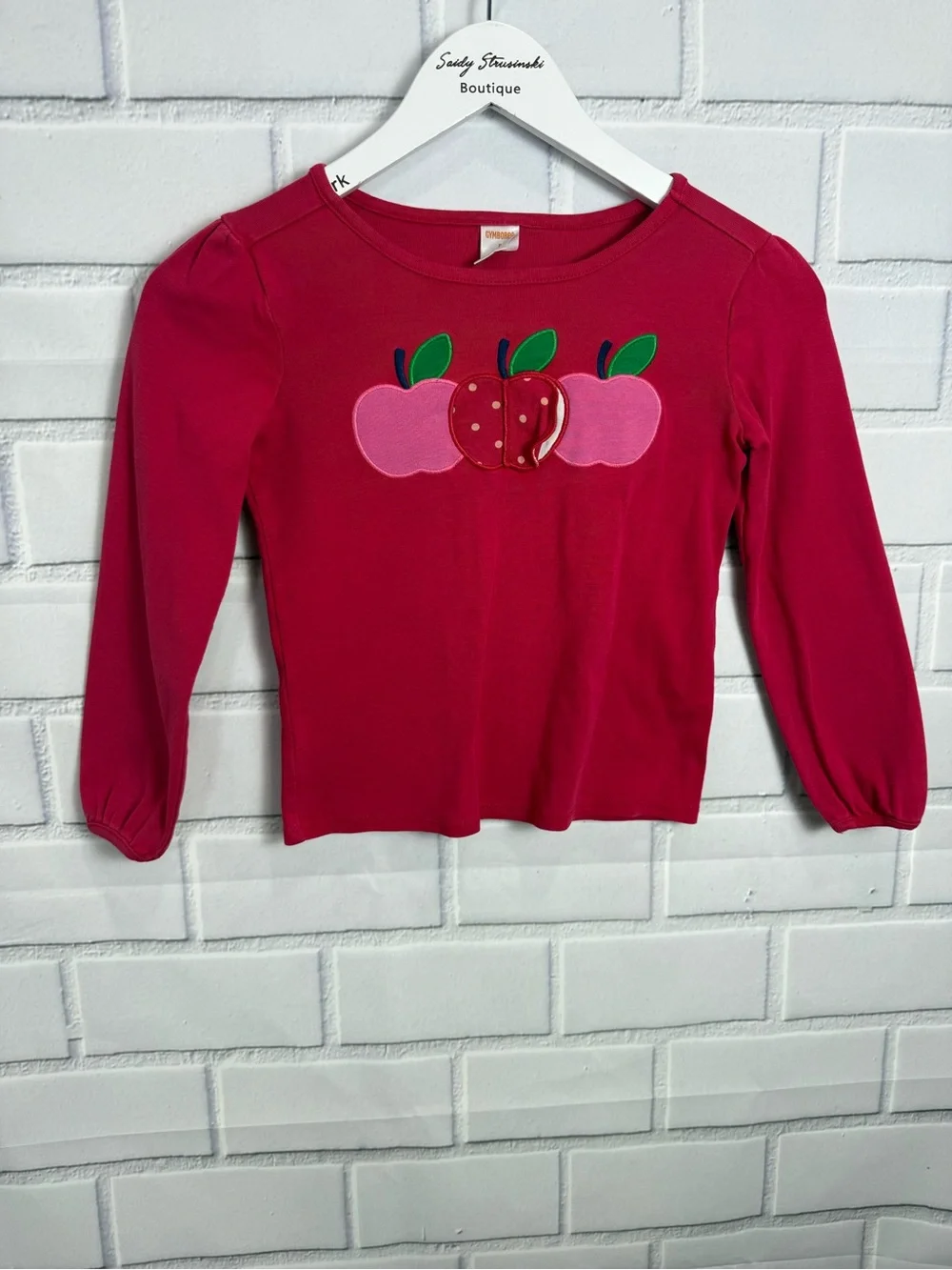 Gymboree Girls Size 8 Pink Apple Long Sleeve Top Shirt